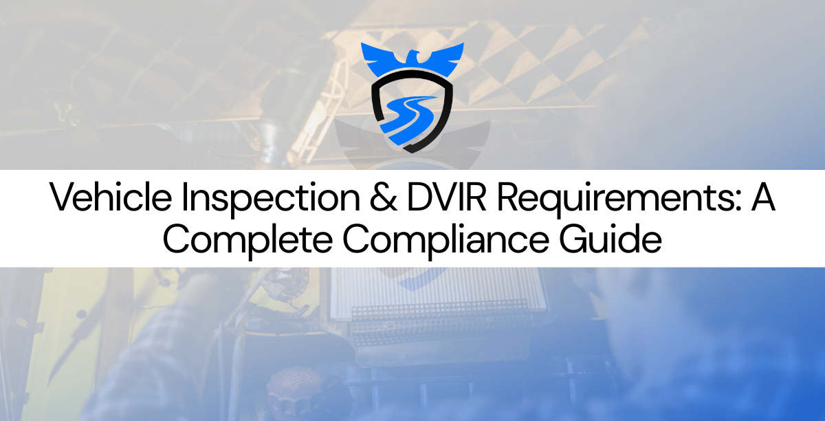 Commercial vehicle driver performing a pre-trip inspection with a checklist, ensuring DOT compliance and safety.