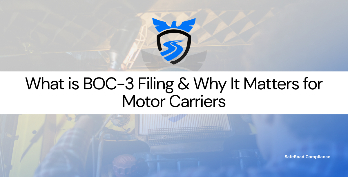 Trucking company completing FMCSA BOC-3 filing for DOT compliance