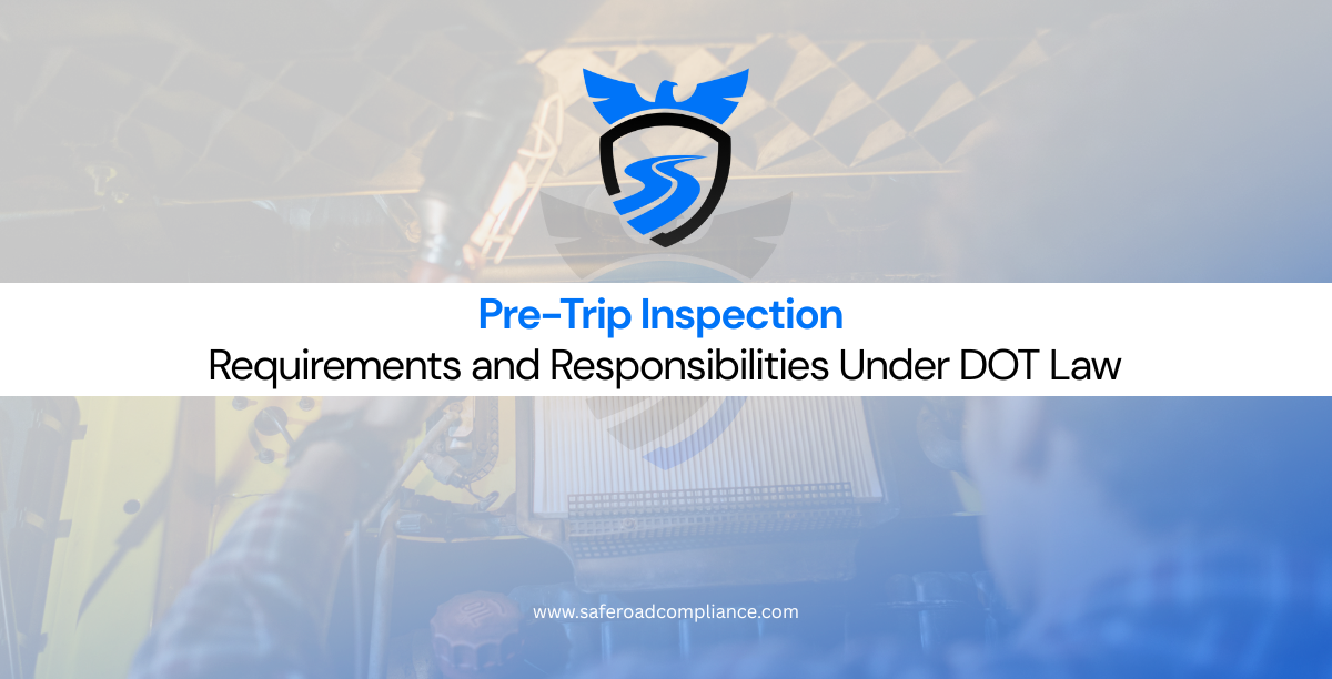 Commercial driver performing DOT pre-trip inspection on truck